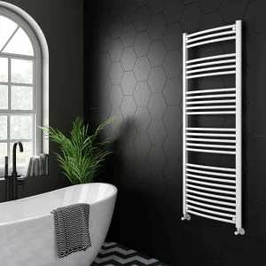Diamond Curved Heated Towel Rail   W600 x H1600mm   White