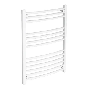 Diamond Curved Heated Towel Rail   W600 x H800mm   White