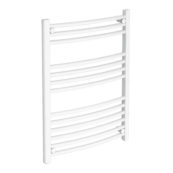 Diamond Curved Heated Towel Rail   W600 x H800mm   White