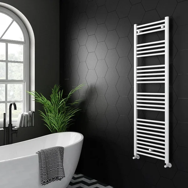 Diamond Heated Towel Rail   W500 x H1600mm   White   Straight
