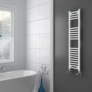 Diamond Heated Towel Rail   W300 x H1200mm   White   Straight
