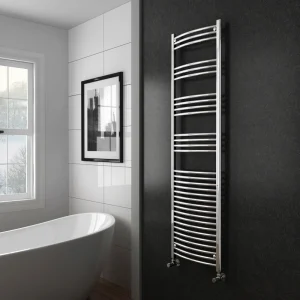 Diamond Curved Heated Towel Rail   W500 x H1800mm   Chrome