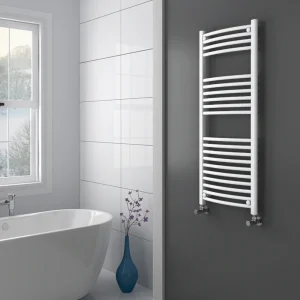 Diamond Curved Heated Towel Rail   W500 x H1200mm   White