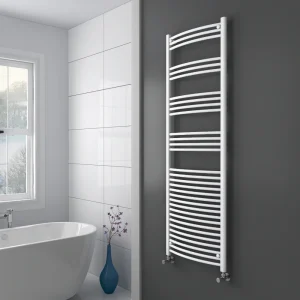 Diamond Curved Heated Towel Rail   W600 x H1800mm   White