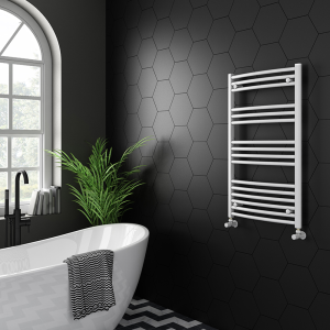 Diamond Curved Heated Towel Rail   W600 x H1000mm   White