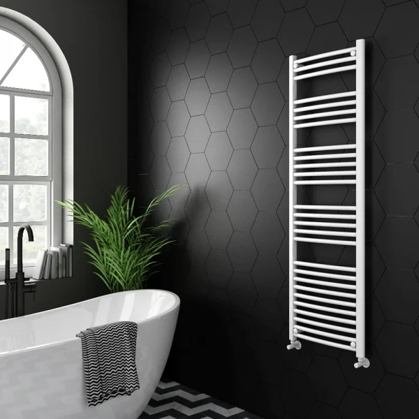 Diamond Curved Heated Towel Rail   W500 x H1600mm   White