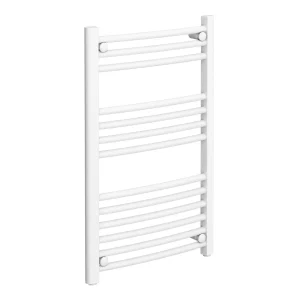 Diamond Curved Heated Towel Rail   W500 x H800mm   White