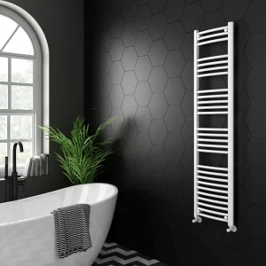Diamond Curved Heated Towel Rail   W400 x H1600mm   White