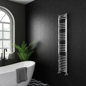 Diamond Curved Heated Towel Rail   W300 x H1600mm   Chrome