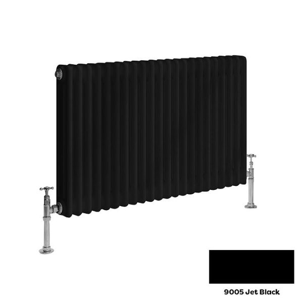 Reina Colona 3 Column Horizontal Radiator   RAL Colour Options H500 x W605mm   RAL 9005   Jet Black - Image 2