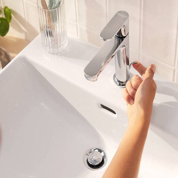 hansgrohe Rebris S CoolStart Single Lever Basin Mixer 110 with Pop up Waste   Chrome - Image 3