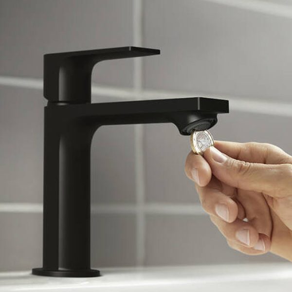 hansgrohe Rebris E Single Lever Basin Mixer 110 with Pop up Waste   Matt Black - Image 4