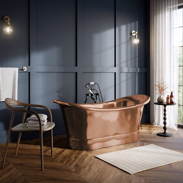 Trafalgar Copper 1700 x 710mm Double Ended Slipper Roll Top Bath Tub - Image 4