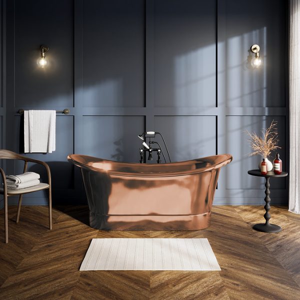 Trafalgar Copper 1700 x 710mm Double Ended Slipper Roll Top Bath Tub - Image 5