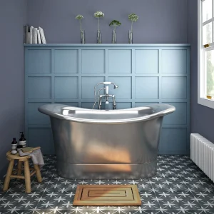 Trafalgar Nickel 1500 x 710mm Double Ended Slipper Roll Top Bath Tub