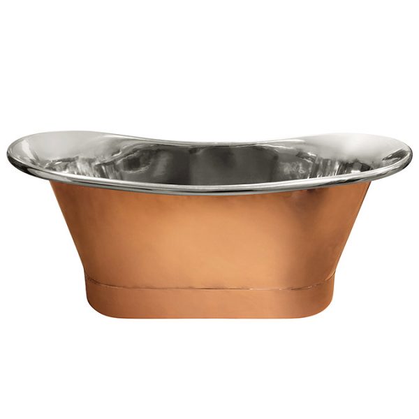Trafalgar Copper 1500 x 710mm Double Ended Slipper Roll Top Bath Tub (Nickel Inside) - Image 4