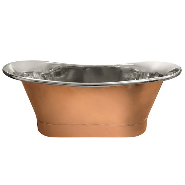 Trafalgar Copper 1700 x 710mm Double Ended Slipper Roll Top Bath Tub (Nickel Inside) - Image 4