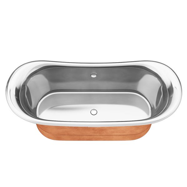 Trafalgar Copper 1700 x 710mm Double Ended Slipper Roll Top Bath Tub (Nickel Inside) - Image 2