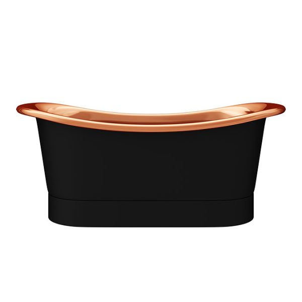 Trafalgar Matt Black 1700 x 710mm Double Ended Slipper Roll Top Bath Tub (Copper Inside) - Image 6