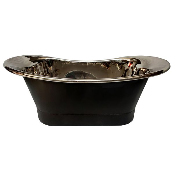 Trafalgar Matt Black 1700 x 710mm Double Ended Slipper Roll Top Bath Tub (Nickel Inside) - Image 5
