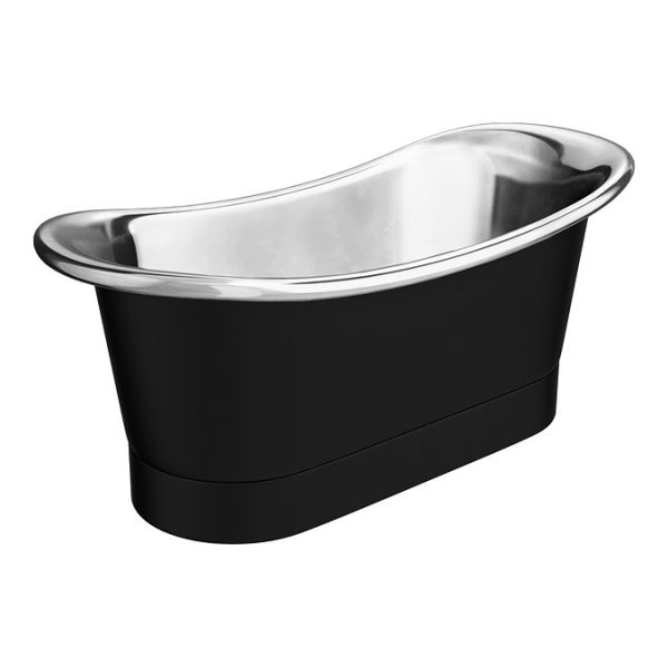 Trafalgar Matt Black 1700 x 710mm Double Ended Slipper Roll Top Bath Tub (Nickel Inside) - Image 6