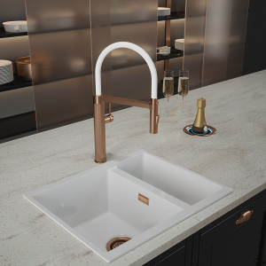 The Tap Factory Quilt Tube Brushed Copper Kitchen Tap with K2 Filter Kit