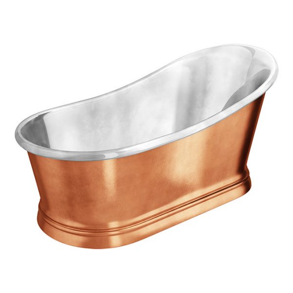 Trafalgar Copper 1700 x 787mm Slipper Roll Top Bath Tub (Nickel Inside) - Image 2
