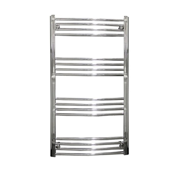 Reina Capo H1200 x W600mm Chrome Curved Electric Towel Rail   ON/OFF Element