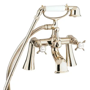 Deva Coronation Pillar Mounted Bath Shower Mixer   Gold