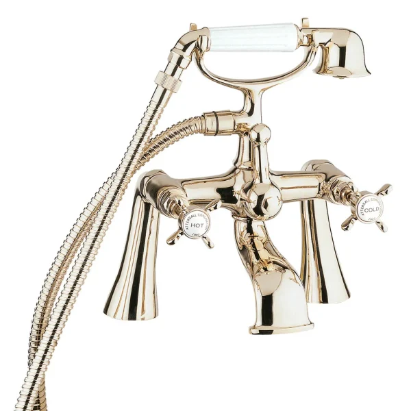 Deva Coronation Pillar Mounted Bath Shower Mixer   Gold