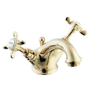 Deva Coronation Mono Basin Mixer Tap with Pop Up Waste   Gold