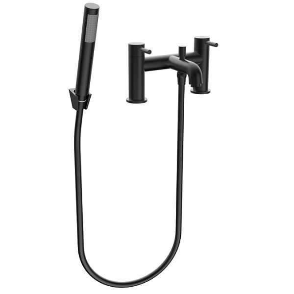Arezzo Round Matt Black Bath Shower Mixer Tap with Shower Kit - Image 3