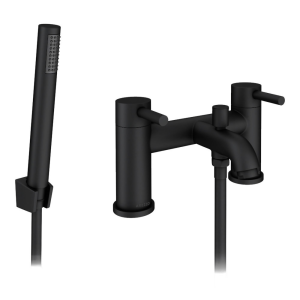 Arezzo Round Matt Black Bath Shower Mixer Tap with Shower Kit