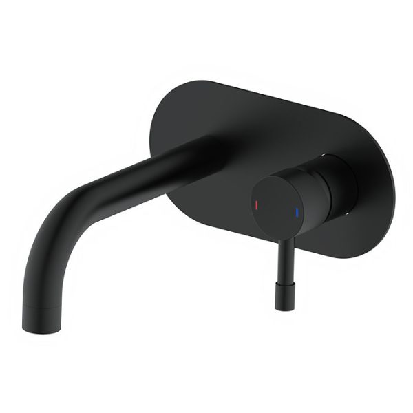 Arezzo Round Matt Black Wall Mounted Basin Mixer Tap - Image 3