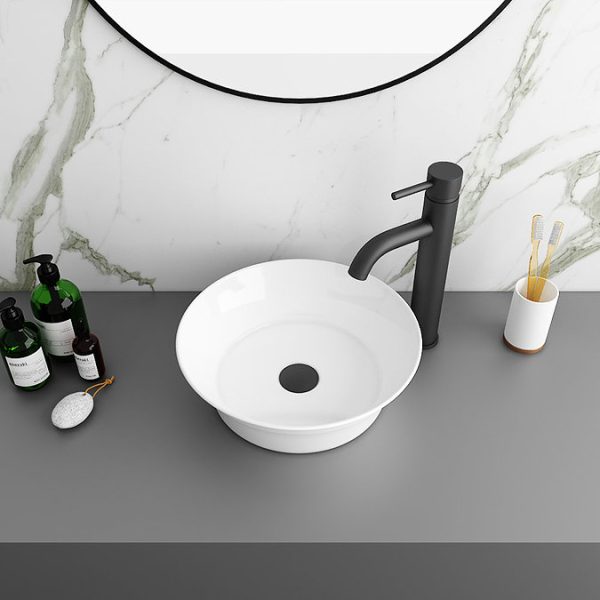 Arezzo Round Matt Black High Rise Mono Basin Mixer Tap - Image 3