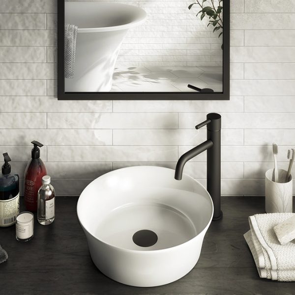 Arezzo Round Matt Black High Rise Mono Basin Mixer Tap - Image 5