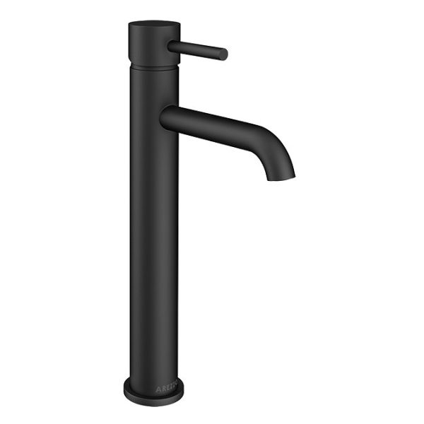 Arezzo Round Matt Black High Rise Mono Basin Mixer Tap - Image 6