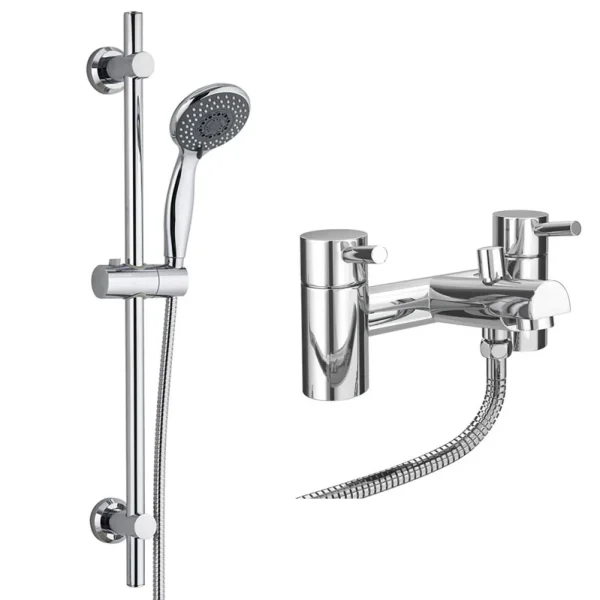 Cruze Bath Shower Mixer with Slider Rail Kit   Chrome