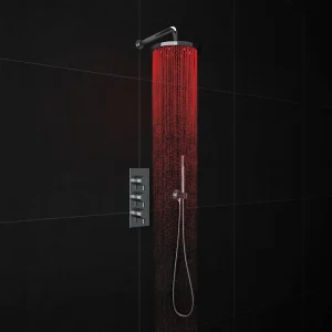 Cruze LED Triple Thermostatic Valve with Round Shower Head + Handset