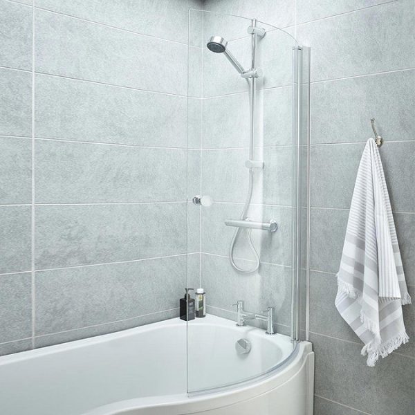Cruze P Shaped Shower Bath   1700mm incl. Screen with Knob + Panel - Image 5