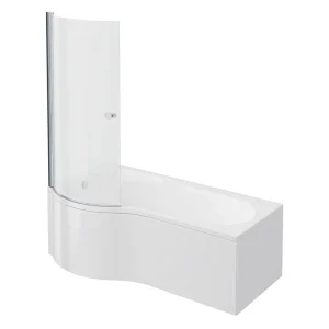 Cruze P Shaped Shower Bath   1700mm incl. Screen with Knob + Panel