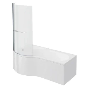 Cruze P Shaped Shower Bath   1700mm incl. Screen with Rail + Panel