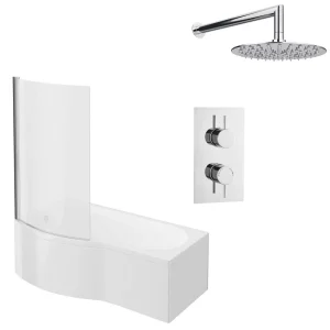 Cruze Shower Bath + Concealed 1 Outlet Shower Pack (1700 B Shaped with Screen + Panel)