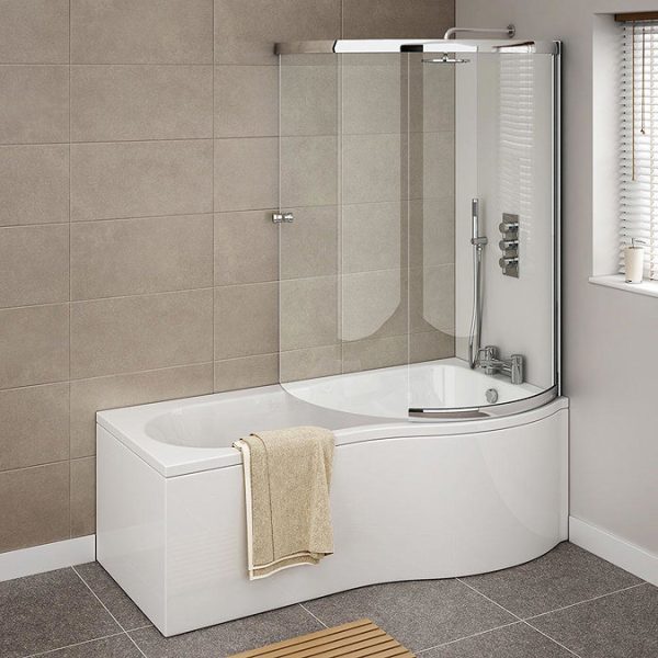 Cruze Shower Bath Enclosure   1700mm P Shaped incl. Screen + Panel - Image 4