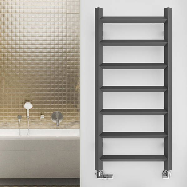 Terma Crystal Modern Grey Heated Towel Rail 840 x 400mm