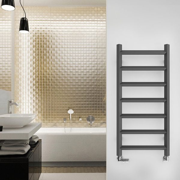 Terma Crystal Modern Grey Heated Towel Rail 840 x 400mm - Image 3