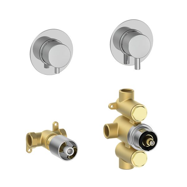 Cruze Round Concealed Individual Diverter + Thermostatic Control Valve with Handset + 300mm Shower Head - Image 3