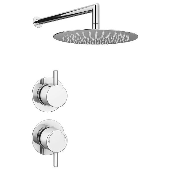 Cruze Round Concealed Individual Stop Tap + Thermostatic Control Valve with 300mm Shower Head - Image 4