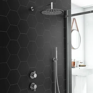 Cruze Round Concealed Individual Diverter + Thermostatic Control Valve with Handset + 300mm Shower Head