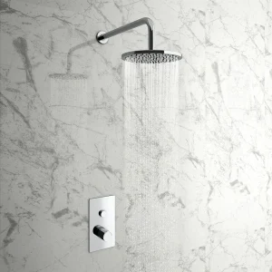 Cruze Round Concealed Push Button Valve + Rainfall Shower Head